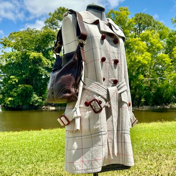 COACH Chelsea Laced Fringe.Duffle Distressed Pebble Leather Chestnut Brown 10399 - Picture 5 of 16